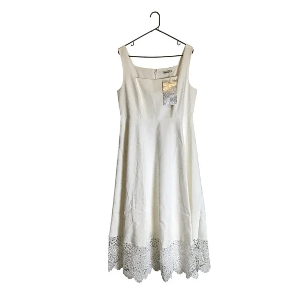 Fehaute Women's White Lace Classic Square Neck A-Line Maxi Dress Size XXL NWT - Picture 3 of 10